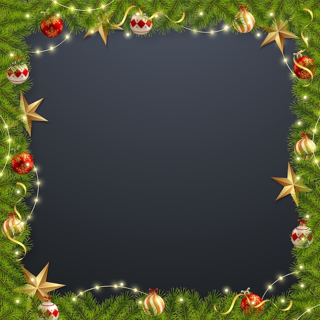 Gratis vector realistisch kerstseizoen framesjabloon