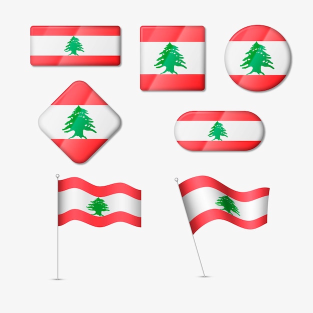 Realistisch Libanese vlaggenpakket