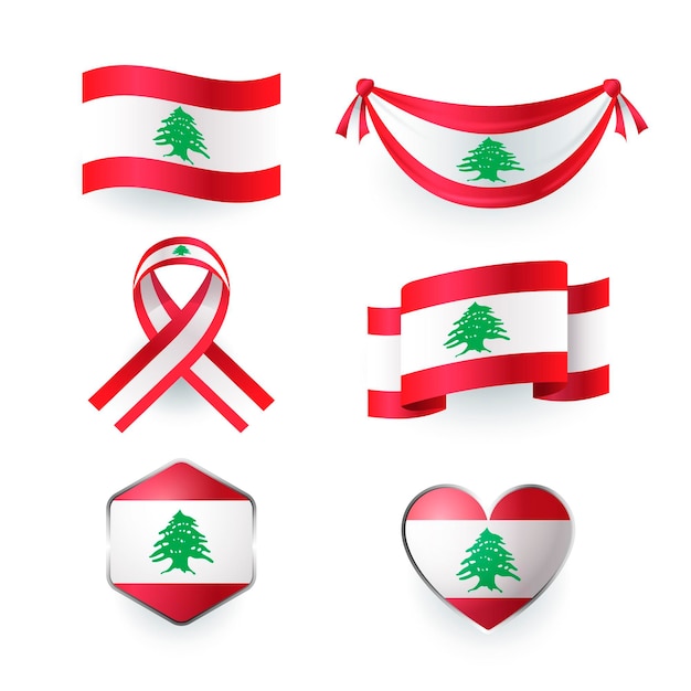 Gratis vector realistisch libanese vlaggenpakket