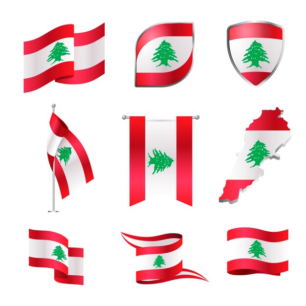 Realistisch Libanese vlaggenpakket