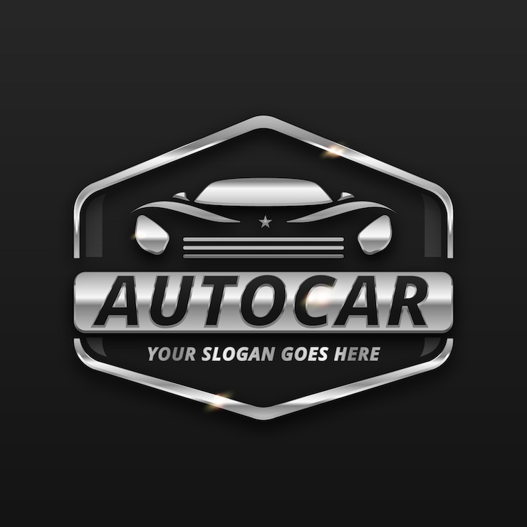 Gratis Vector realistisch metalen auto-logo
