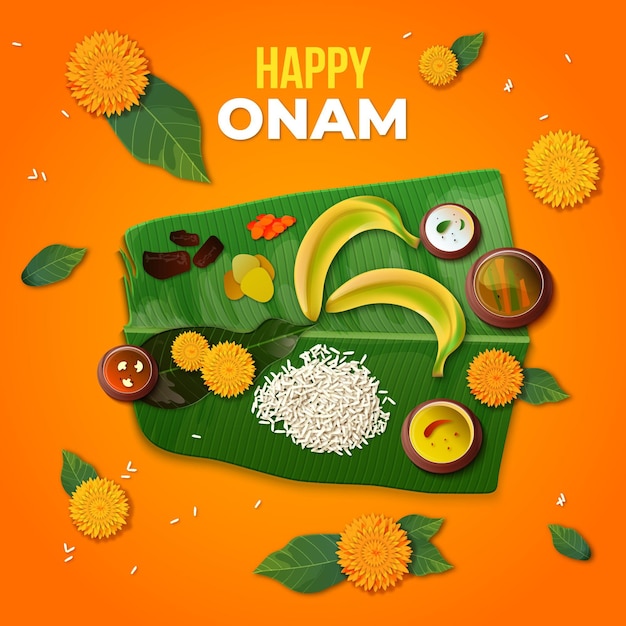 Gratis vector realistisch onam festivalconcept