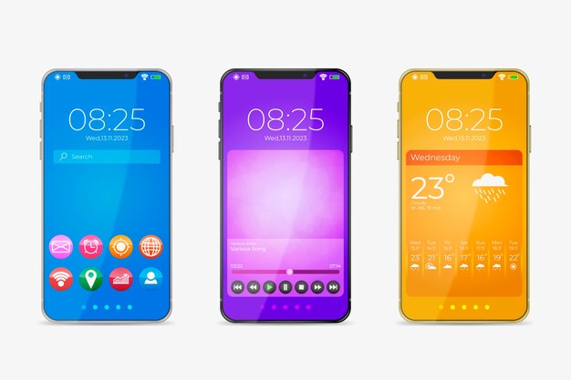 Realistisch ontwerp voor smartphone nieuw model met applicaties