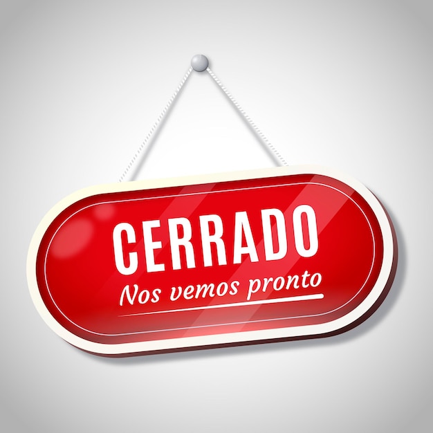 Gratis vector realistisch opgehangen rood cerrado-uithangbord