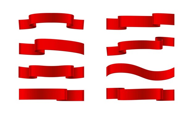 realistisch pictogram Verzameling van rood lint tapes geïsoleerd op een witte achtergrond