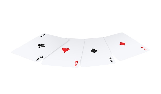 Gratis vector realistisch poker spelen met vier azen