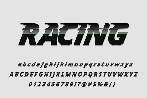 Realistisch racelettertype alfabet