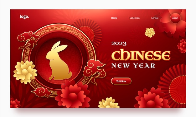Realistisch sjabloon voor bestemmingspagina's voor de viering van het chinese nieuwjaar