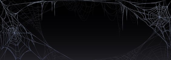 Gratis vector realistisch spinnenweb geïsoleerd op zwarte achtergrond