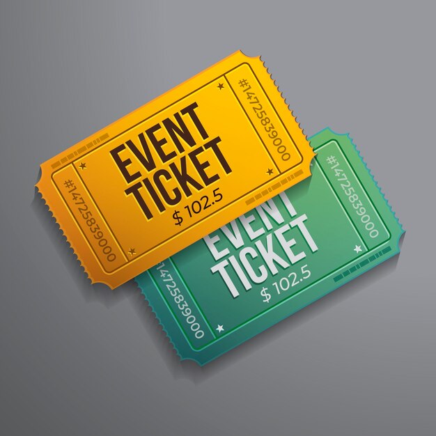 Realistisch ticket mockup-ontwerp