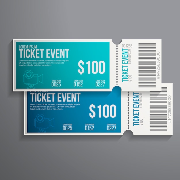 Gratis vector realistisch ticket mockup-ontwerp