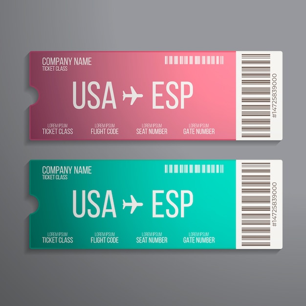 Gratis vector realistisch ticket mockup-ontwerp