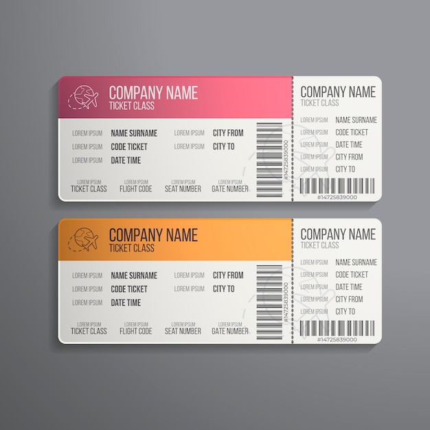 Realistisch ticket mockup-ontwerp