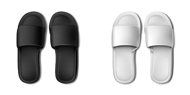 Gratis vector realistisch vectorpictogram hotel spa-slippers in zwart-witweergave