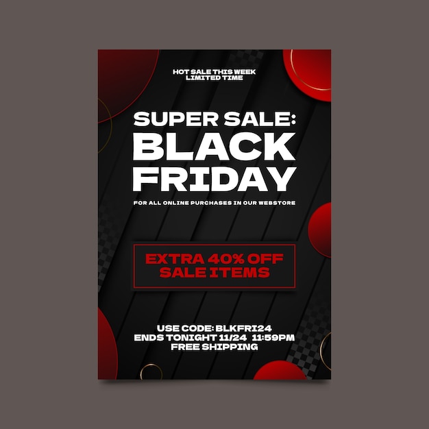 Realistisch verticaal postersjabloon voor Black Friday-uitverkoop