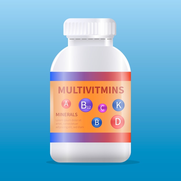 Gratis vector realistisch vitaminecomplex pakket