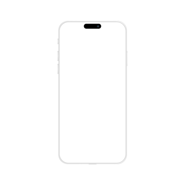 Gratis vector realistisch vooraanzicht smartphonemodel. mobiele iphone wit frame met leeg wit display vector