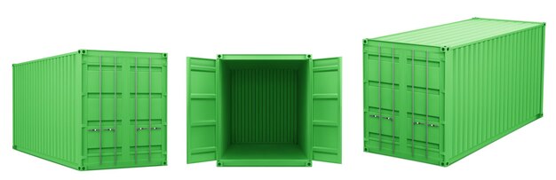 Realistische 3D groene container voor vrachtvervoer