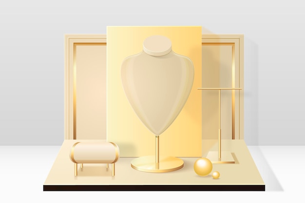 Gratis vector realistische 3d-sieraden showcase podium