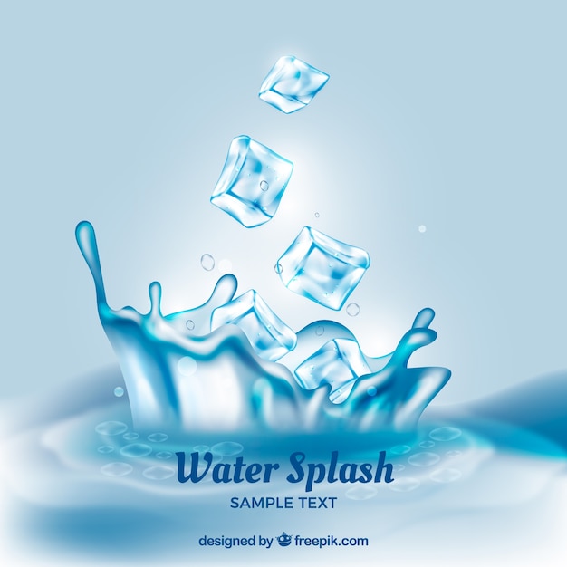 Realistische achtergrond met ijsblokjes en waterplons