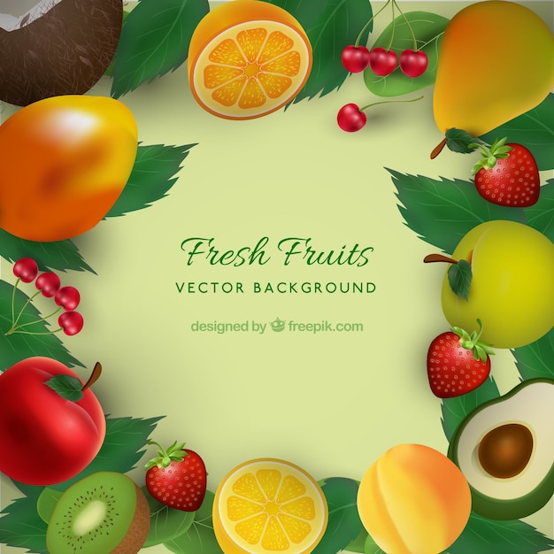Realistische achtergrond met verscheidenheid van vruchten