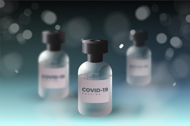 Gratis vector realistische achtergrond van het coronavirusvaccin