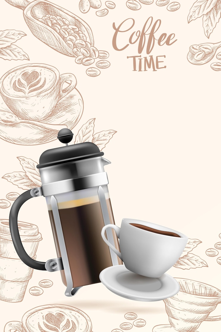 Gratis Vector realistische achtergrond van koffie