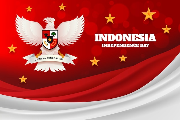 Realistische achtergrond voor de viering van de onafhankelijkheidsdag van indonesië