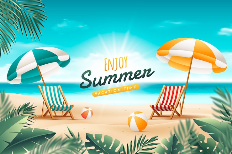 Gratis Vector realistische achtergrond voor het zomerseizoen