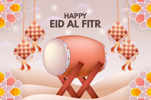 Gratis vector realistische achtergrond voor islamitische viering van eid al-fitr