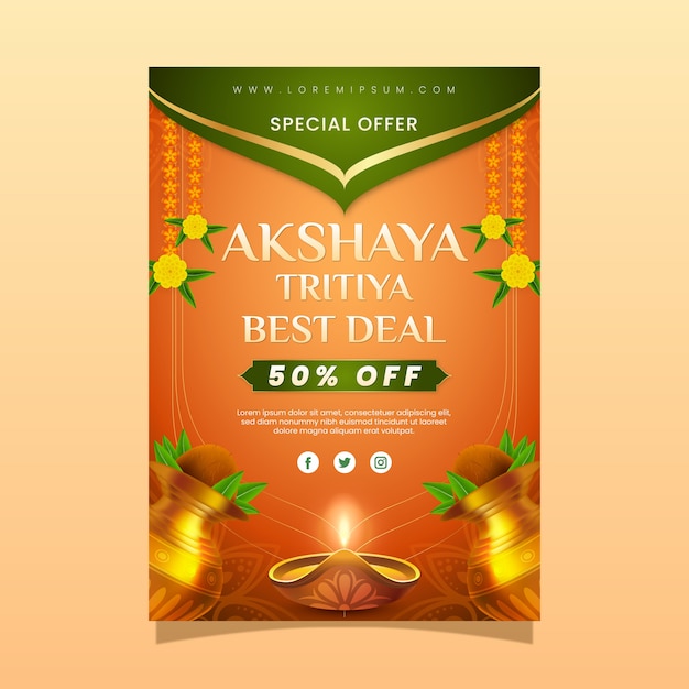 Gratis vector realistische akshaya tritiya verkoop verticale postersjabloon