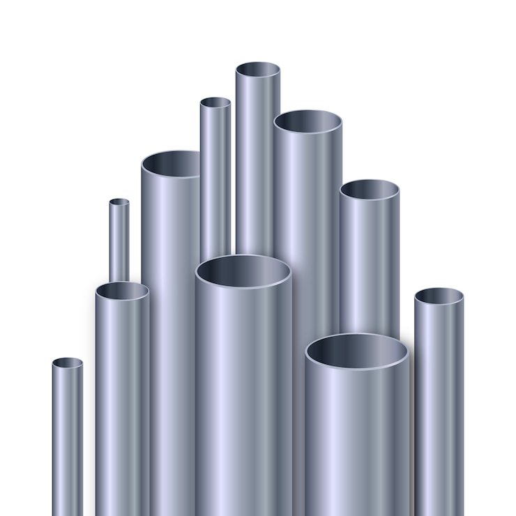 Gratis Vector realistische aluminium buizen illustratie