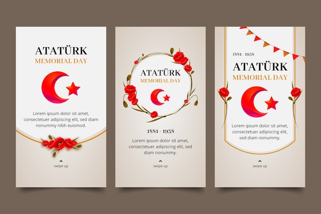 Realistische ataturk herdenkingsdag instagram verhalencollectie