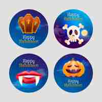 Gratis vector realistische badges collectie voor halloween viering