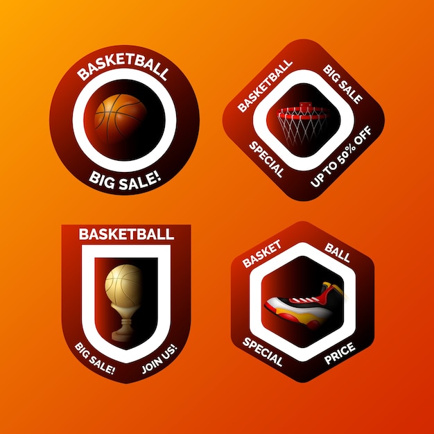 Gratis vector realistische basketballabels