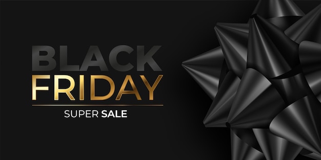 Gratis vector realistische black friday-banner met zwarte strik