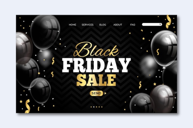 Gratis vector realistische black friday-bestemmingspaginasjabloon