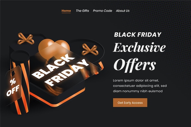 Gratis vector realistische black friday-bestemmingspaginasjabloon