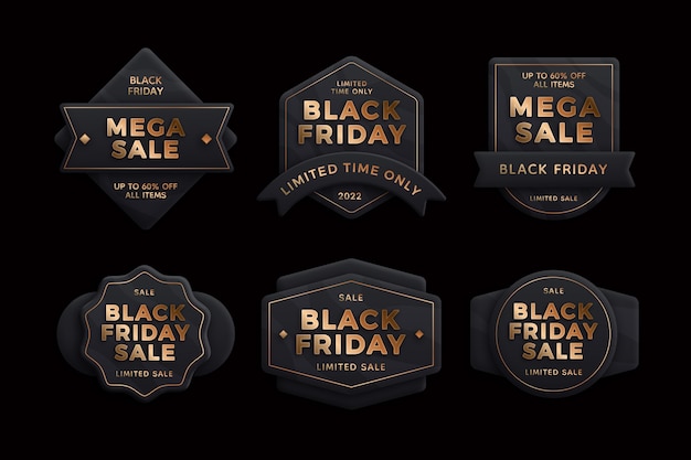 Gratis vector realistische black friday-labelscollectie