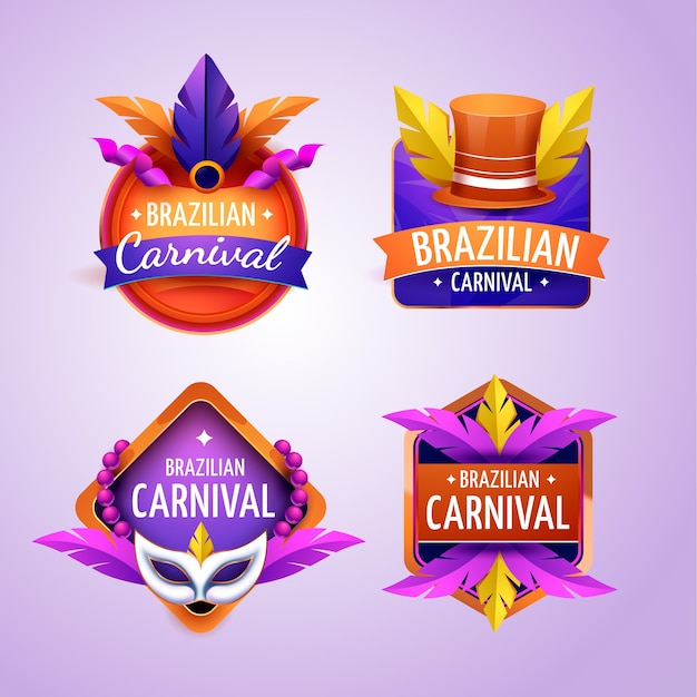 Gratis vector realistische braziliaanse carnaval badges collectie