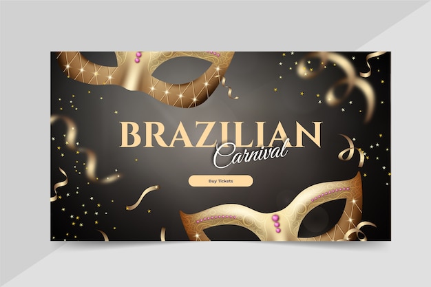 Gratis vector realistische braziliaanse carnaval horizontale banner