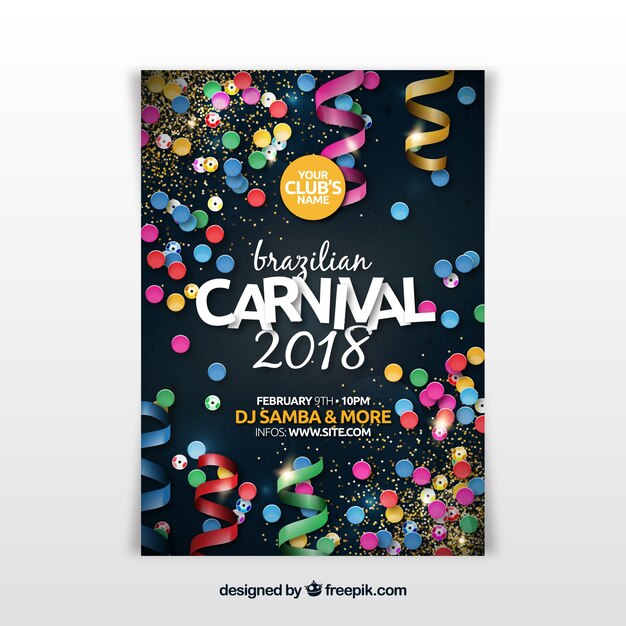 Realistische Braziliaanse carnaval partij flyer / poster