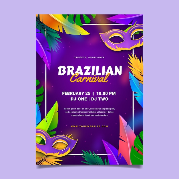 Gratis vector realistische braziliaanse carnaval verticale flyer-sjabloon