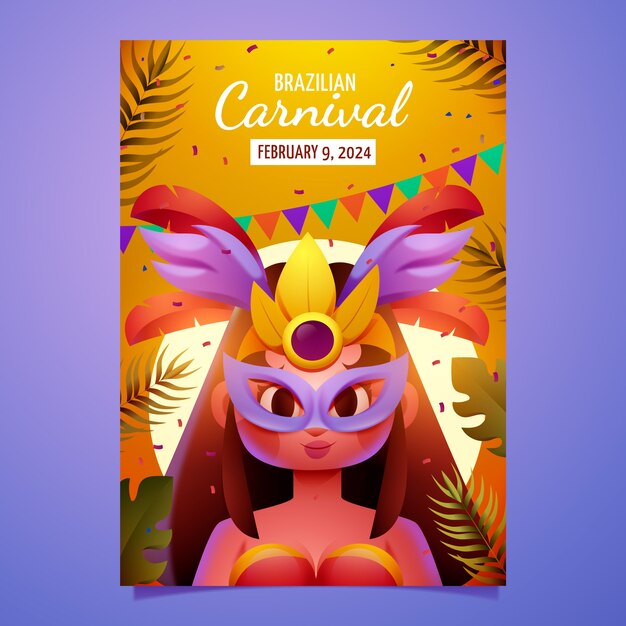 Realistische Braziliaanse carnaval verticale poster sjabloon