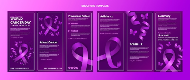 Realistische brochuresjabloon voor wereldkankerdag