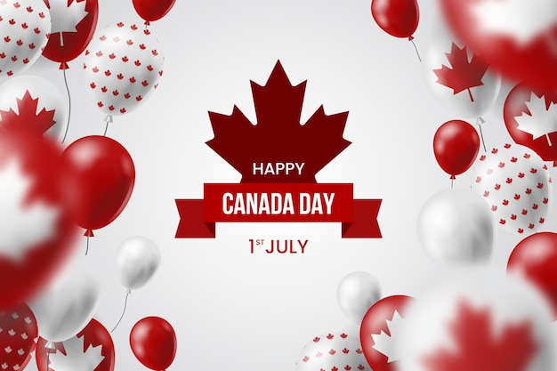 Gratis vector realistische canada dag ballonnen achtergrond