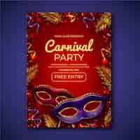 Gratis vector realistische carnaval feest flyer