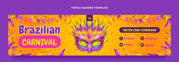 Gratis vector realistische carnaval twitch banner