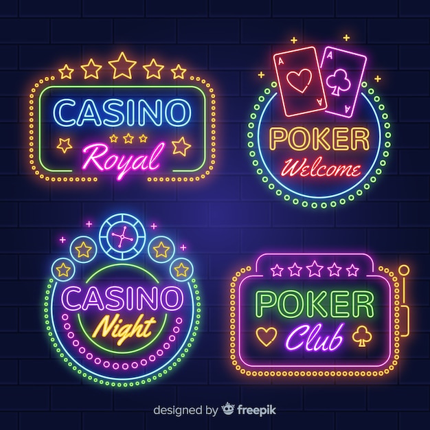 Gratis vector realistische casino neon teken collectie