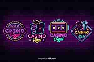 Gratis vector realistische casino neon teken collectie